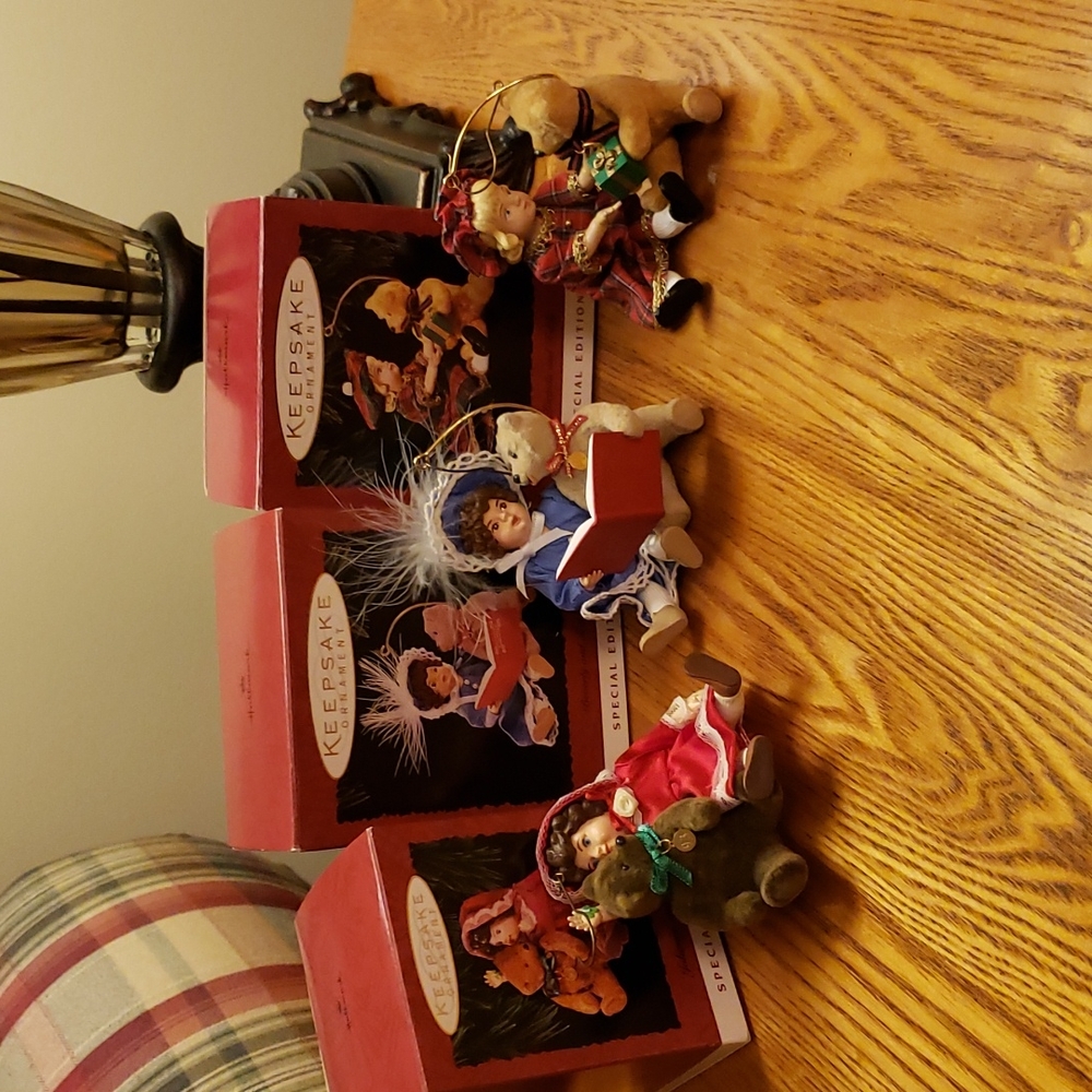 Hallmark dolls with bear ornaments